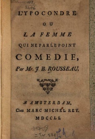 L' Ypocondre ou la Femme qui ne parle point : Comédie