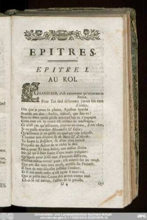 Epitre I. Au Roi.