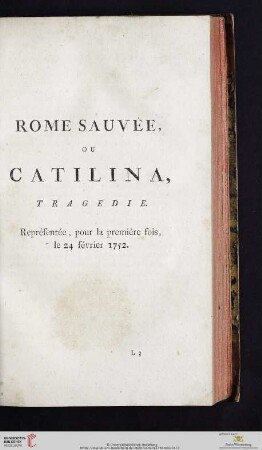 Rome sauvée ou Catilina, tragedie