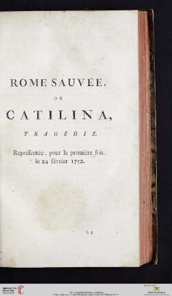 Rome sauvée ou Catilina, tragedie