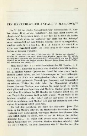 Ein Hysterischer Anfall P. Maslows