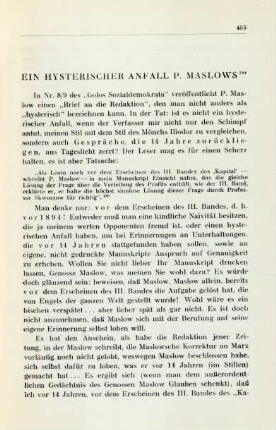 Ein Hysterischer Anfall P. Maslows