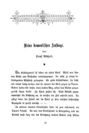 Ernst Wichert in Berlin. Meine dramatischen Anfänge