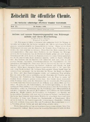Aeltere und neuere Conservierungsmittel von Nahrungsmitteln und deren Beurtheilung.