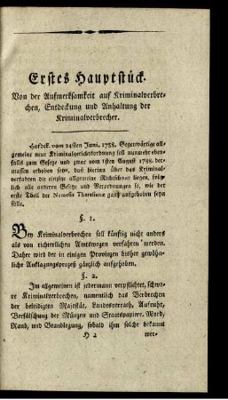 Erstes Hauptstück - Sechstes Hauptstück