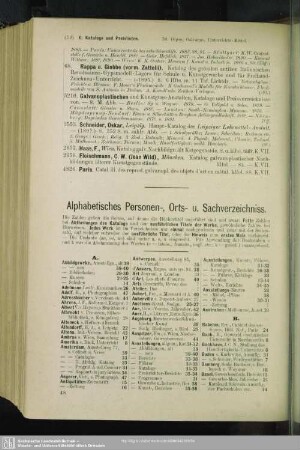 Alphabetisches Personen-, Orts- u. Sachverzeichniss