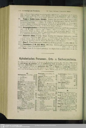 Alphabetisches Personen-, Orts- u. Sachverzeichniss