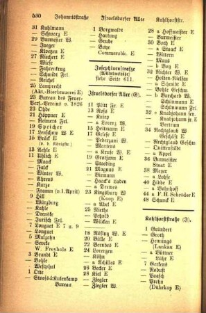 Kahlhorststraße, [Kaiserstraße, Kaiser Wilhelmstraße, Kalandstraße, Kapitelstraße, Karpfenstraße, Kastanien-Allee, Kastorpstraße, Große Kiesau, Kleine Kiesau, Kirchenstraße, Klappenstraße, Klingenberg, Klosterstraße, Kohlmarkt, Kolk, Koppelstraße, Königstraße, Körnerstraße, Enger Krambuden, Weiter Krambuden, Krähenstraße, Krausestraße, Kreuzweg, Krumme Querstraße, Kupferschmiedestraße]