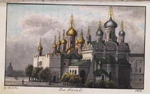 'Im Kreml' Kathedrale der Verkündigung Mariä und Kathedrale der Himmelfahrt; Aquarell; Rückseitenvermerk: 'nach Faber'