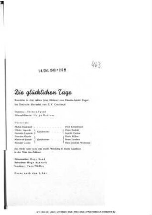 Die glücklichen Tage