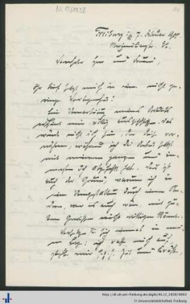 Brief von Ludwig Schemann vom 07.02.1908.