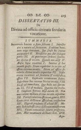 De Divina ad officia civitatis secularia vocatione : dissertatio III.