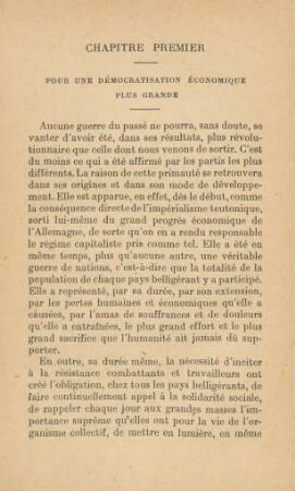 Chapitre Premier Pour Une Démocratisation Économique Plus Grande
