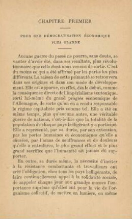 Chapitre Premier Pour Une Démocratisation Économique Plus Grande