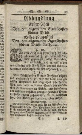Erstes Hauptstück. Von den allgemeinen Eigenschaften schöner Briefe überhaupt