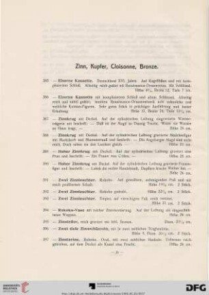 Zinn, Kupfer, Cloisonne, Bronze (Nr. 385-410)