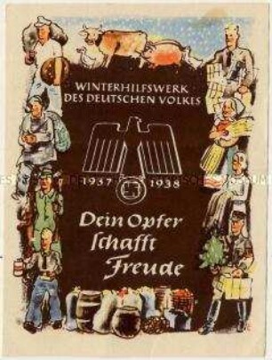 WHW-Abzeichen, Monatstürplakette "Dein Opfer schafft Freude ...", Haussammlung vom Oktober 1937