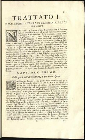 Capo 1. Delle parti dell' Archittetura.