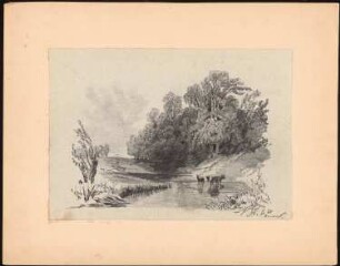 Unzugeordnete Zeichnungen und Reiseskizzen: Landschaft mit Vieh