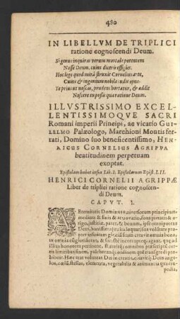 In Libellvm De Triplici ratione cognoscendi Deum.