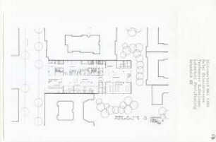 Hotel Uhlandstraße, Berlin-Charlottenburg (Diplomarbeit bei Peter Poelzig): Grundriss Erdgeschoss 1:200