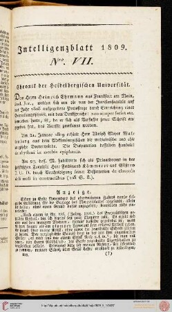 Intelligenzblatt Nro. VII