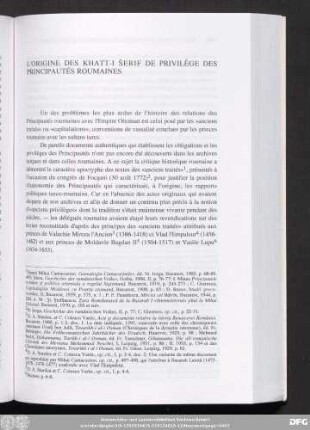 L'Origine des Khatt-i Šerif De Privilège Des Principautés Roumaines