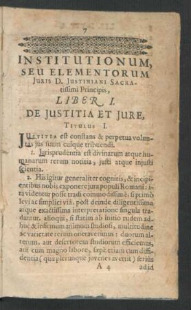 Liber I. De Iustitia Et Iure.