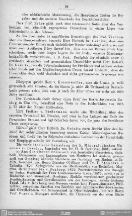 Die vorhistorische Sammlung des Mineralogischen Museums Dresden, begründet 1867