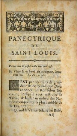 Panégyrique de Saint Louis, Roi de France, prononcé ... 1769