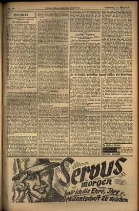 Zweite Ausgabe vom Donnerstag, den 14. März 1929.