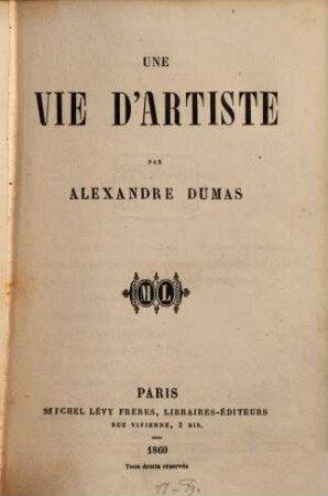 Une vie d'artiste
