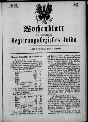 Nr. 95, Ausgabe vom 27. November 1867