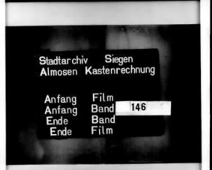 Siechen-, Schul- und Kasten-Rechnung der Stadt Siegen des Kastenverwalters Thomas Momm, Ratsverwandter