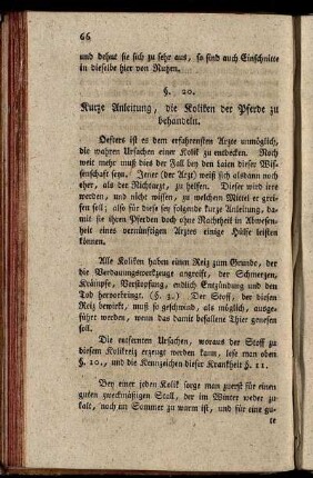 Kurze Anleitung, die Koliken der Pferde zu behandeln.