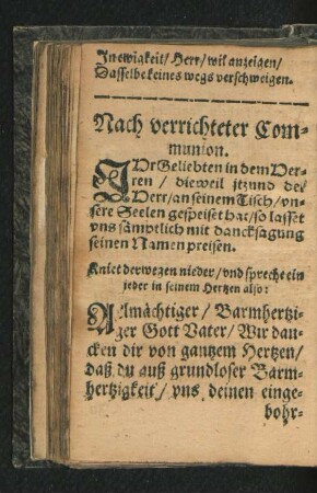 Nach verrichteter Communion.