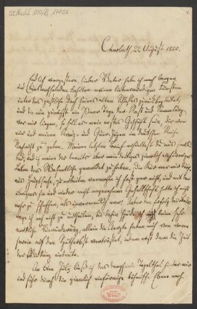 Brief an Johannes Geibel : 22.08.1850