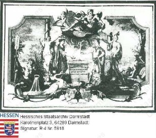 Ludwig VIII. Landgraf v. Hessen-Darmstadt (1691-1768) / Allegorie auf die Heirat mit Charlotte geb. v. Hanau-Lichtenberg (1700-1726)