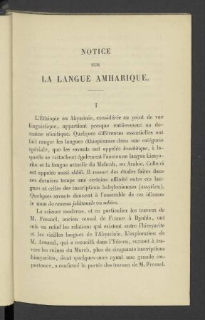 Notice sur la langue Amharique
