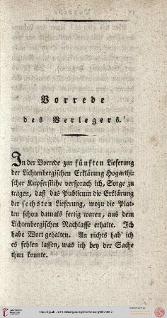 Vorrede des Verlegers