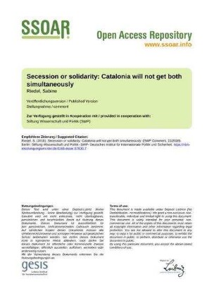 Secession or solidarity: Catalonia will not get both simultaneously