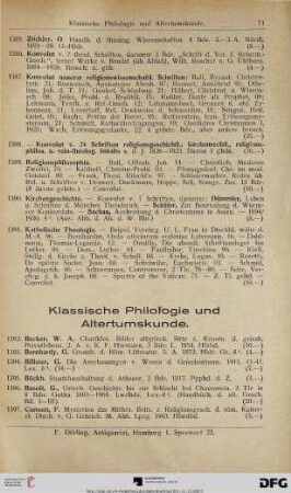 Klassische Philologie und Altertumskunde (Nr. 1392-1484)