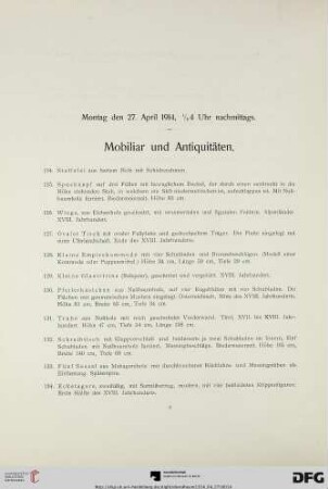 Mobiliar und Antiquitäten (Nr. 124-273)
