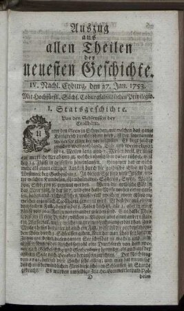 IV. Nachlese. Coburg, den 27. Jan. 1753.