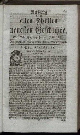 IV. Nachlese. Coburg, den 27. Jan. 1753.