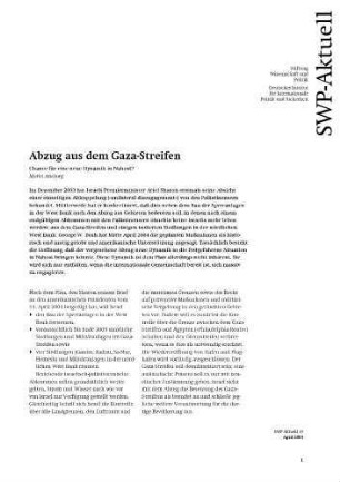 Abzug aus dem Gaza-Streifen : Chance für eine neue Dynamik in Nahost?
