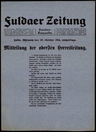 Ausgabe vom Mittwoch, den 28. Oktober 1914.
