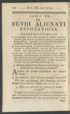 Caput XX. De Feudi Alienati Revocatione