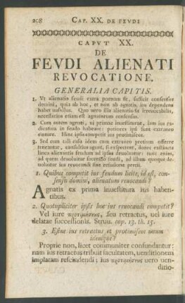 Caput XX. De Feudi Alienati Revocatione