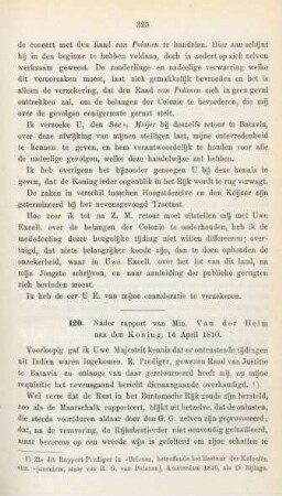 120. Nader rapport van Min. Van der Heim aan den Koning, 14 April 1810